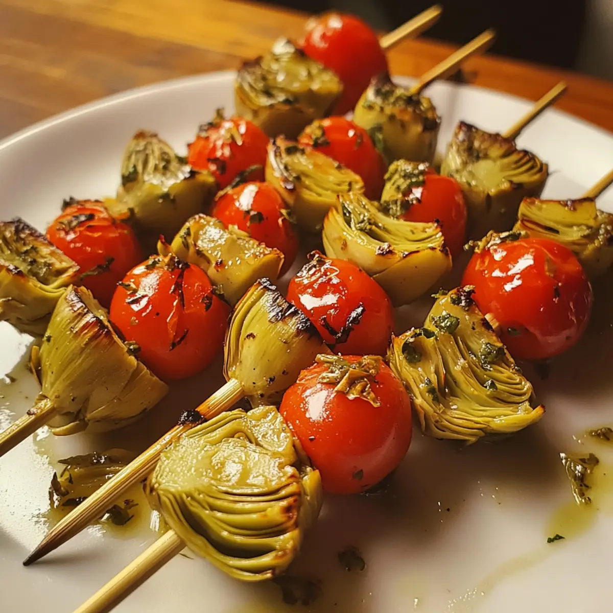 Marinated Artichoke and Cherry Tomato Skewers