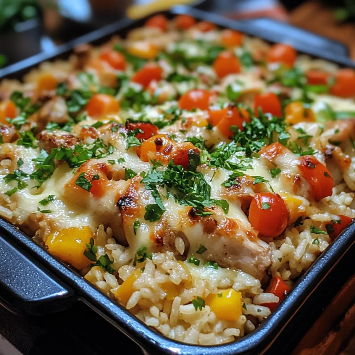 Cheesy Hidden Veggie Chicken Thigh Rice Bake