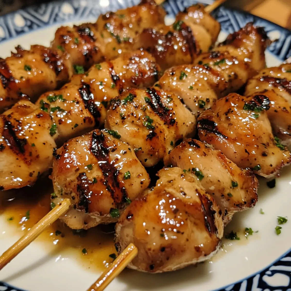 Honey Garlic Grilled Chicken Thigh Skewers