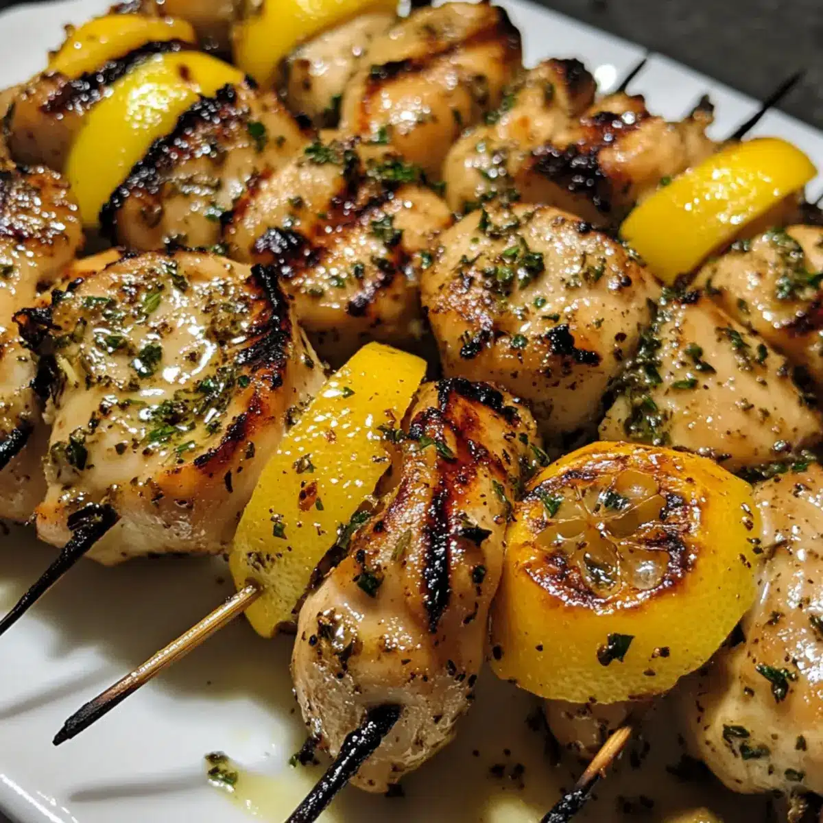 Lemon Herb Grilled Chicken Thigh Skewers